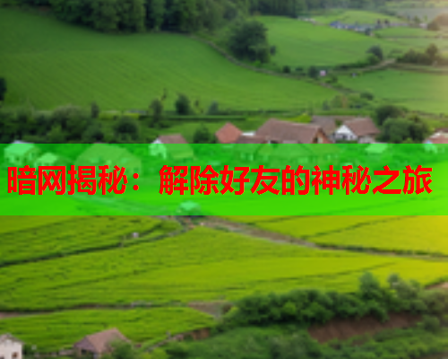 暗网揭秘：解除好友的神秘之旅