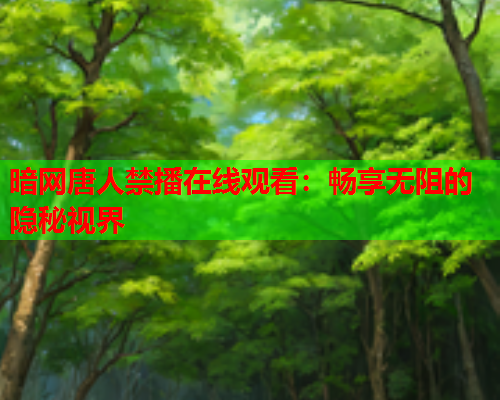 暗网唐人禁播在线观看：畅享无阻的隐秘视界
